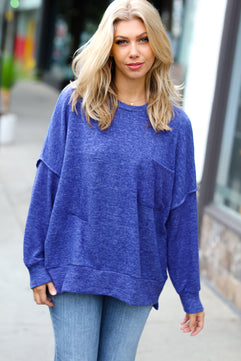 Electric Blue Now's the Time Mélange Sweater