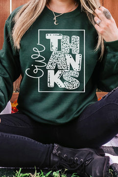 Give Thanks Leopard Block Fall Sweatshirt