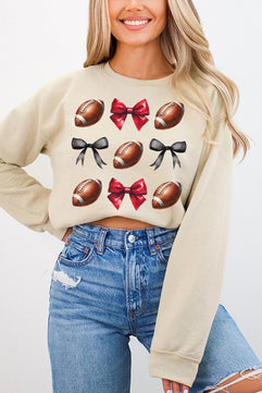 Gameday Football Bows Black Red Sweatshirt