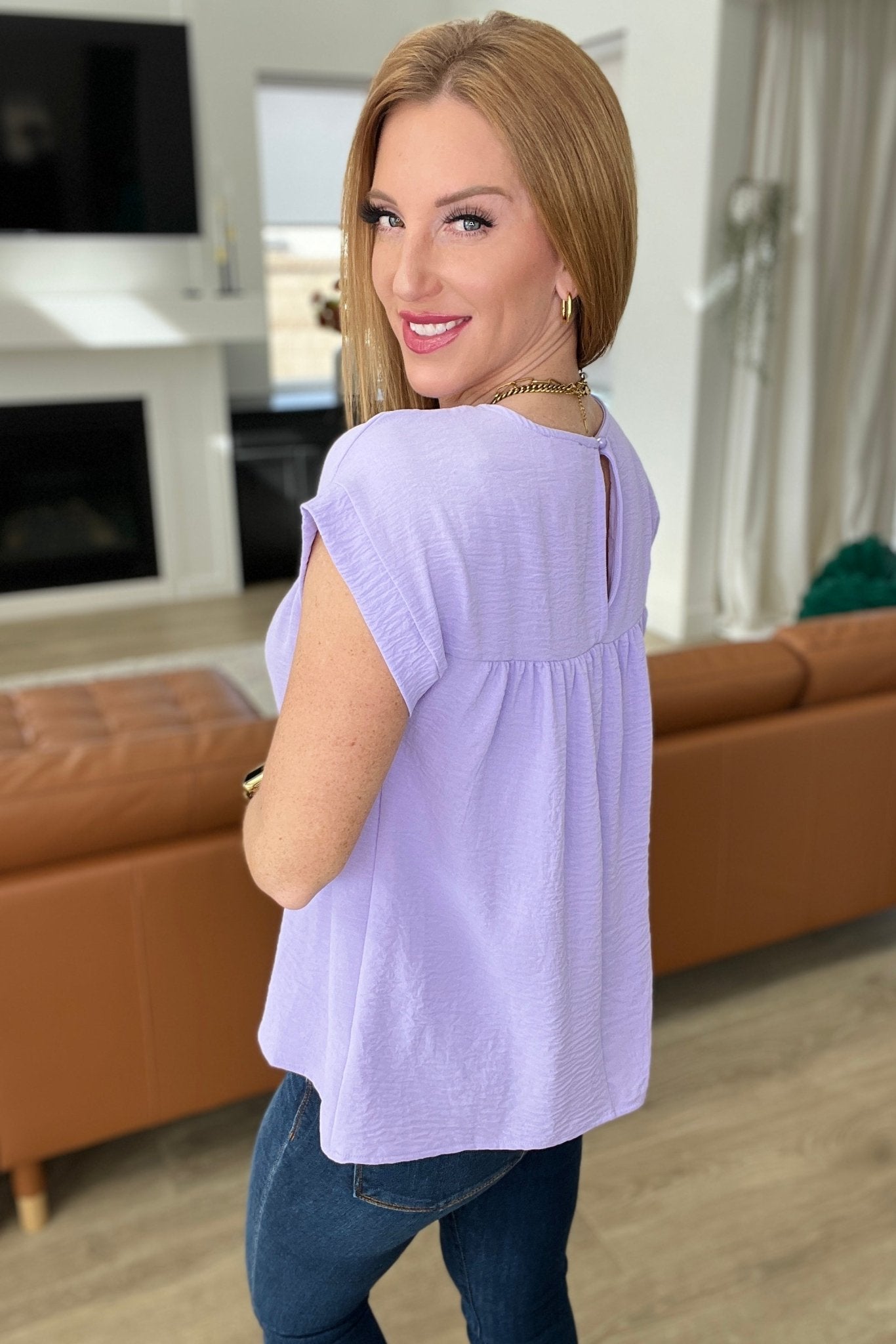 Airflow Babydoll Top in Lavender - Molliee Boutique