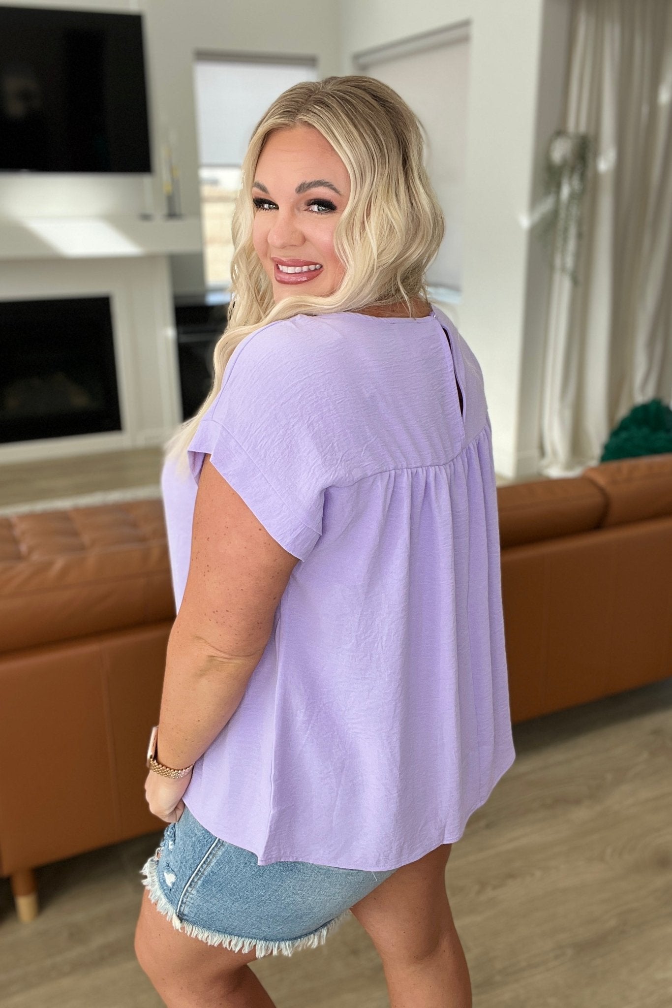 Airflow Babydoll Top in Lavender - Molliee Boutique