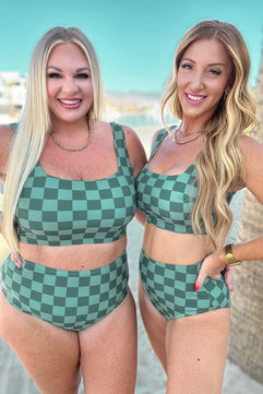 Bali Checkered High Waisted Swim Bottoms - Molliee Boutique