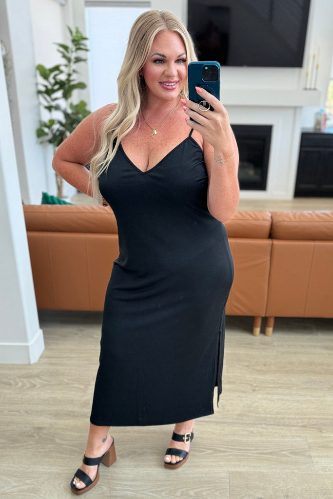 Bridgette Ribbed Bodycon Dress in Black - Molliee Boutique