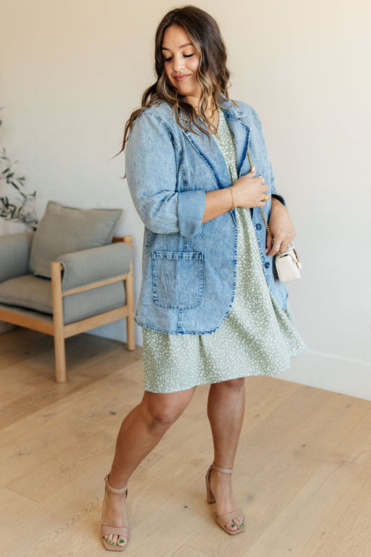 Business Brunch Denim Blazer - Molliee Boutique