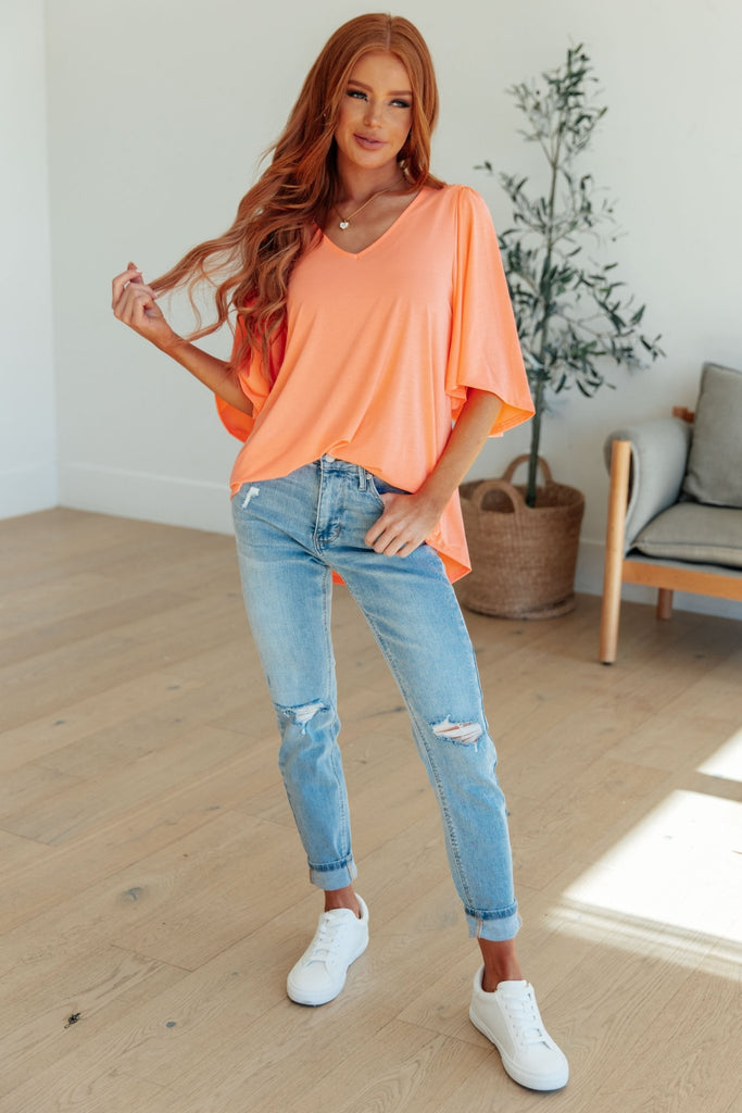 Cali Blouse in Neon Orange - Molliee Boutique