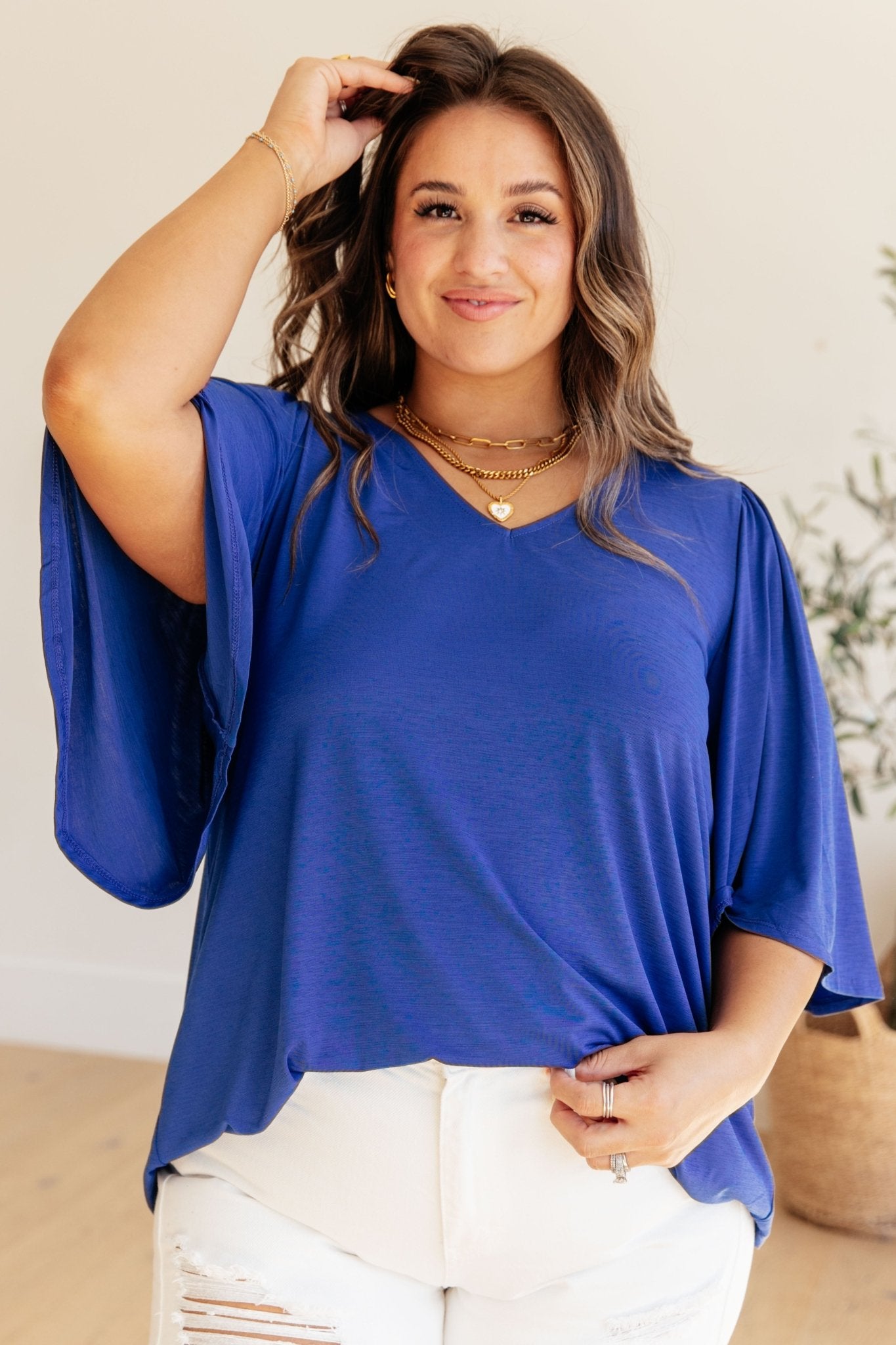 Cali Blouse in Royal Blue - Molliee Boutique