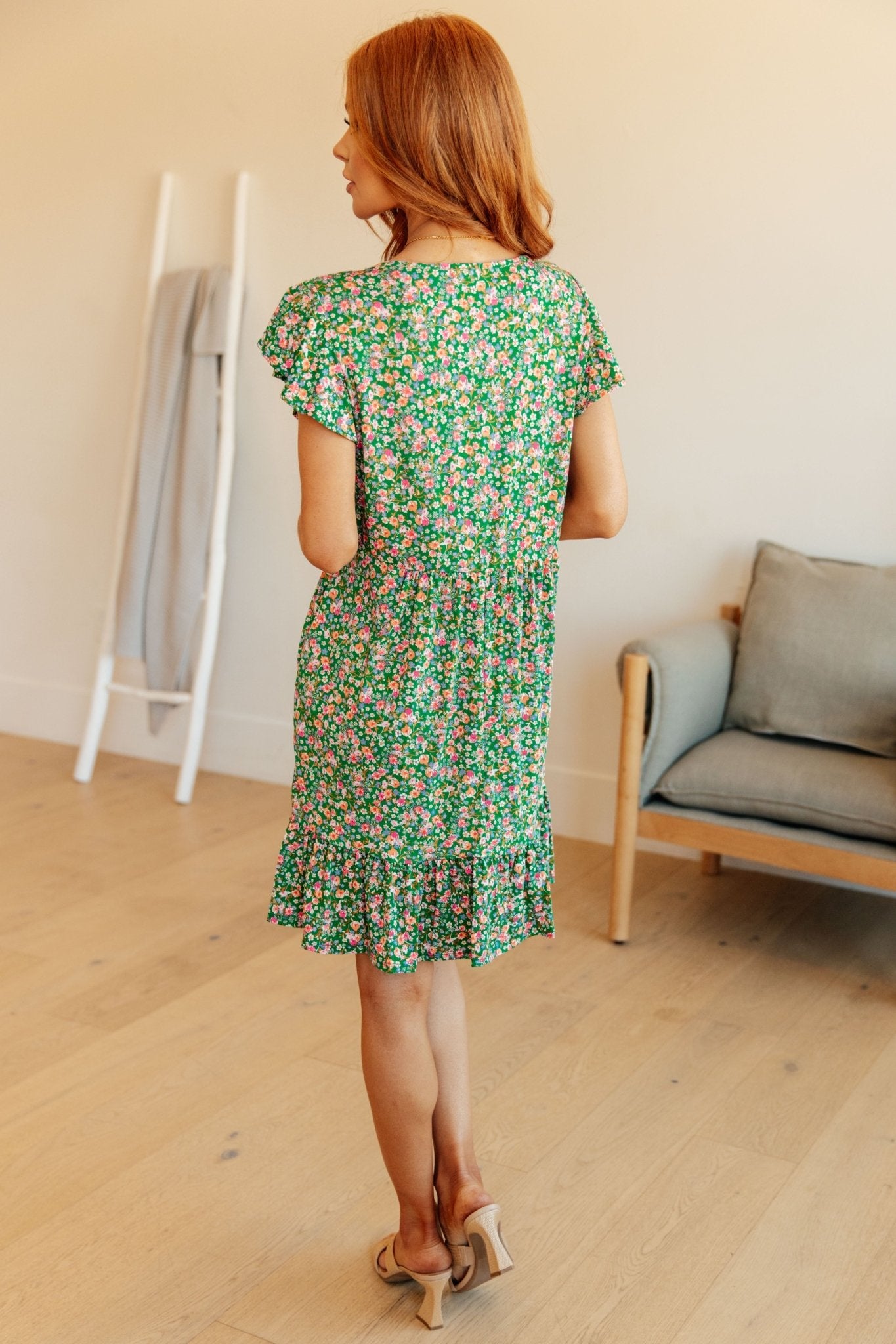 Can't Fight the Feeling Floral Dress in Green - Molliee Boutique