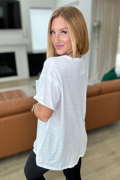 Casually Cool Patch Pocket Tee in White - Molliee Boutique