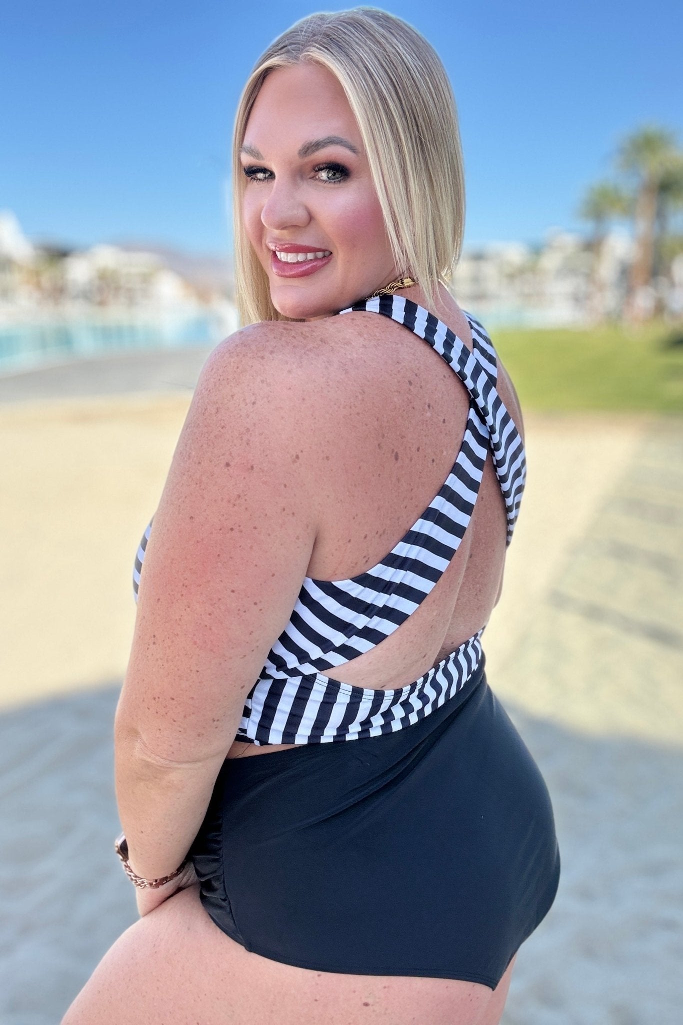 Cayman Islands Striped Swim Top - Molliee Boutique