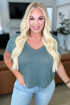 Classic Comfort V - Neck Top in Ash Jade - Molliee Boutique