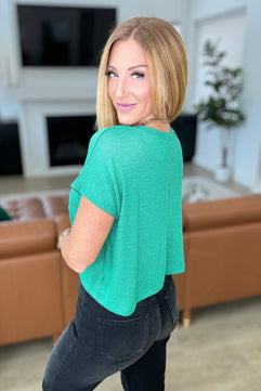 Classic Comfort V - Neck Top in Kelly Green - Molliee Boutique