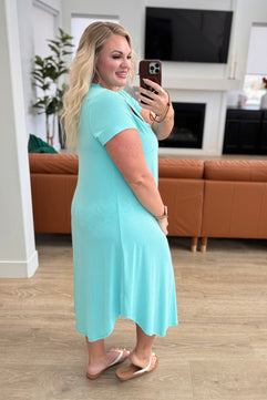 Dolman Sleeve Maxi Dress in Neon Blue - Molliee Boutique