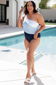 Dominica Color Block Asymmetrical Swimsuit - Molliee Boutique