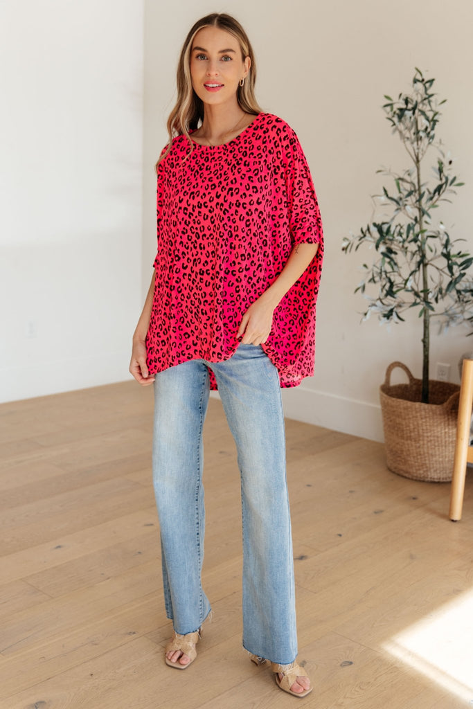 Essential Blouse in Hot Pink Leopard - Molliee Boutique