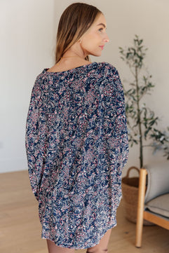 Essential Blouse in Navy Paisley - Molliee Boutique