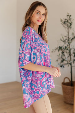 Essential Blouse in Purple Paisley - Molliee Boutique