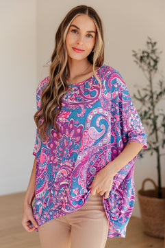 Essential Blouse in Purple Paisley - Molliee Boutique