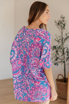 Essential Blouse in Purple Paisley - Molliee Boutique