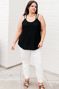 Eye on the Prize Eyelet Tank in Black - Molliee Boutique