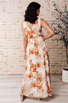 It's All Sunshine V - Neck Floral Dress in Orange - Molliee Boutique