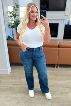 Leila High Rise Cargo Straight Jeans - Molliee Boutique