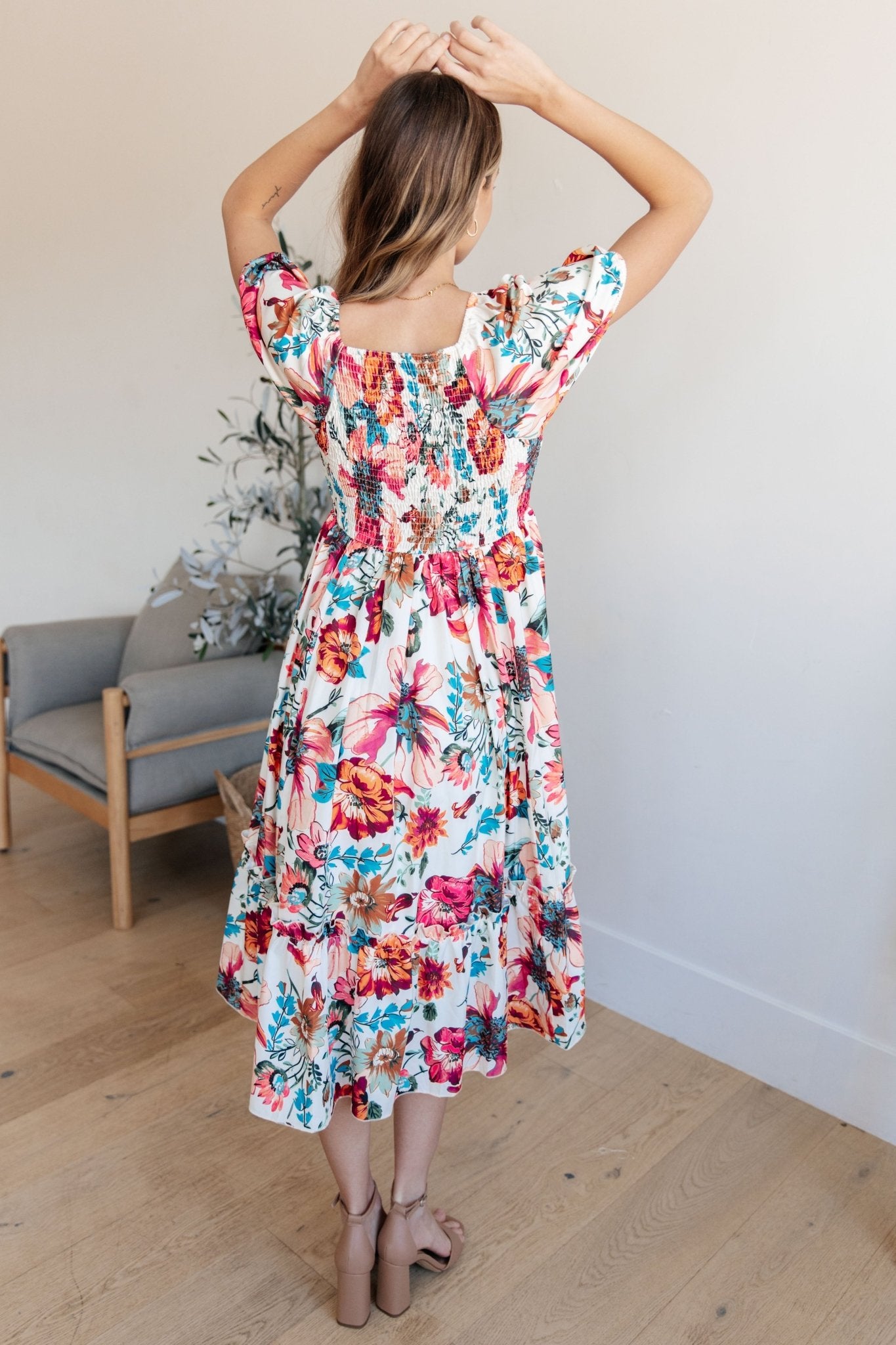 Let Me Frolic Balloon Sleeve Floral Dress - Molliee Boutique