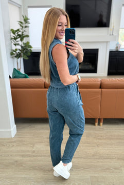 Limber Up Tapered Leg Joggers in Slate Blue - Molliee Boutique