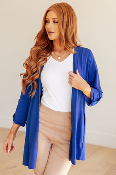 Lizzy Cardigan in Royal Blue - Molliee Boutique