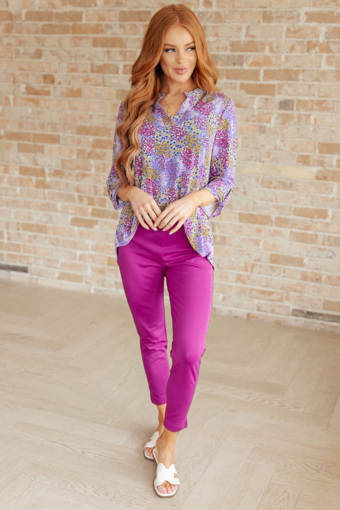 Lizzy Top in Lavender Ditsy Floral - Molliee Boutique