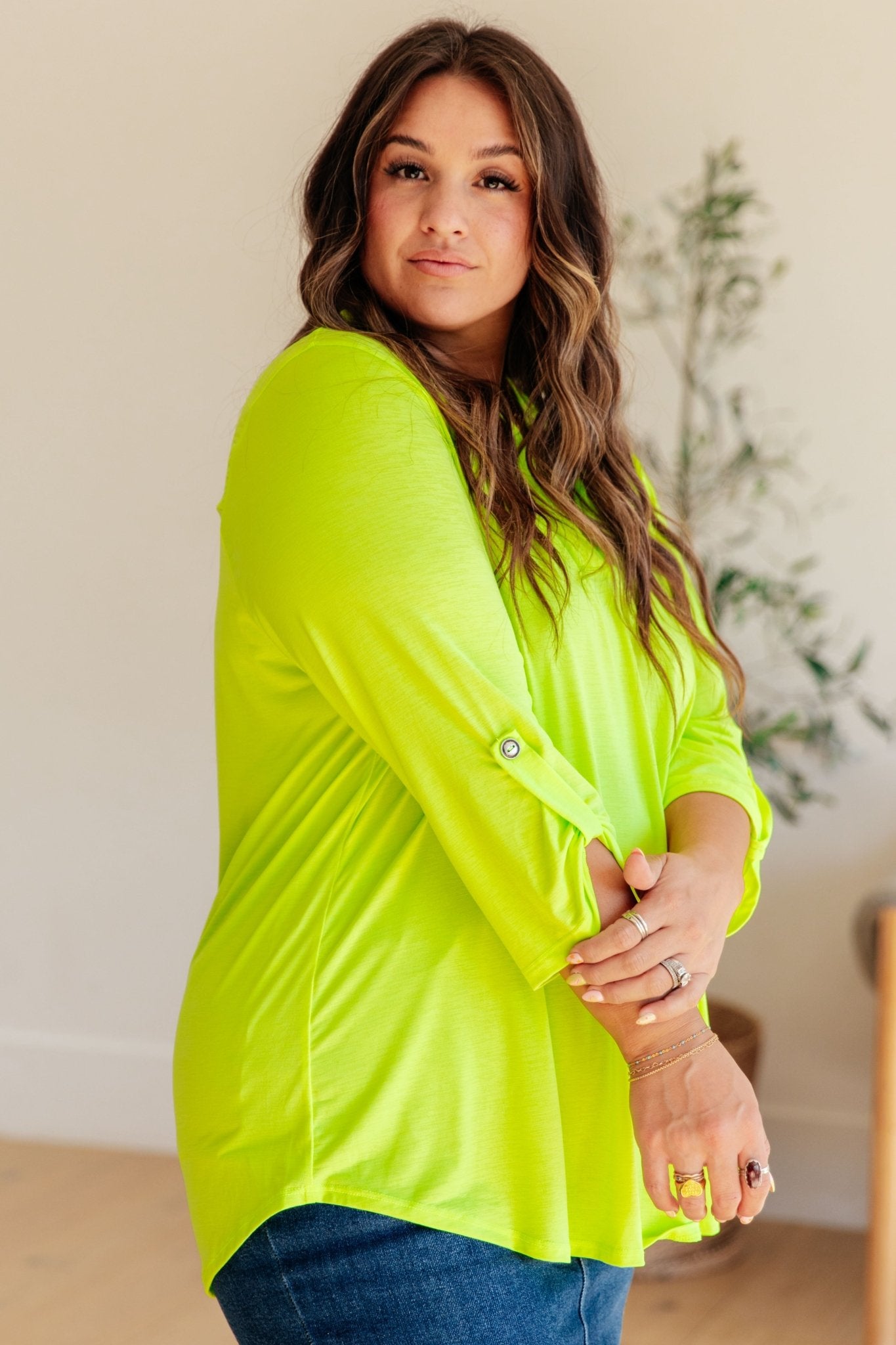 Lizzy Top in Neon Green - Molliee Boutique