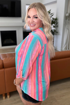 Lizzy Top in Ombre Mint Stripe - Molliee Boutique