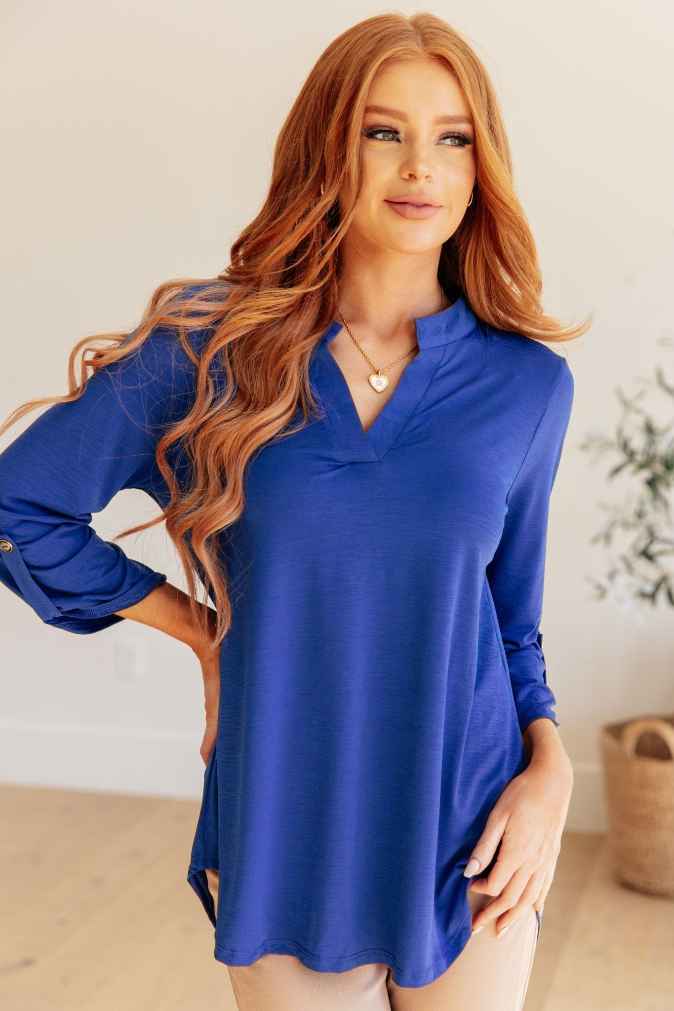 Lizzy Top in Royal Blue - Molliee Boutique