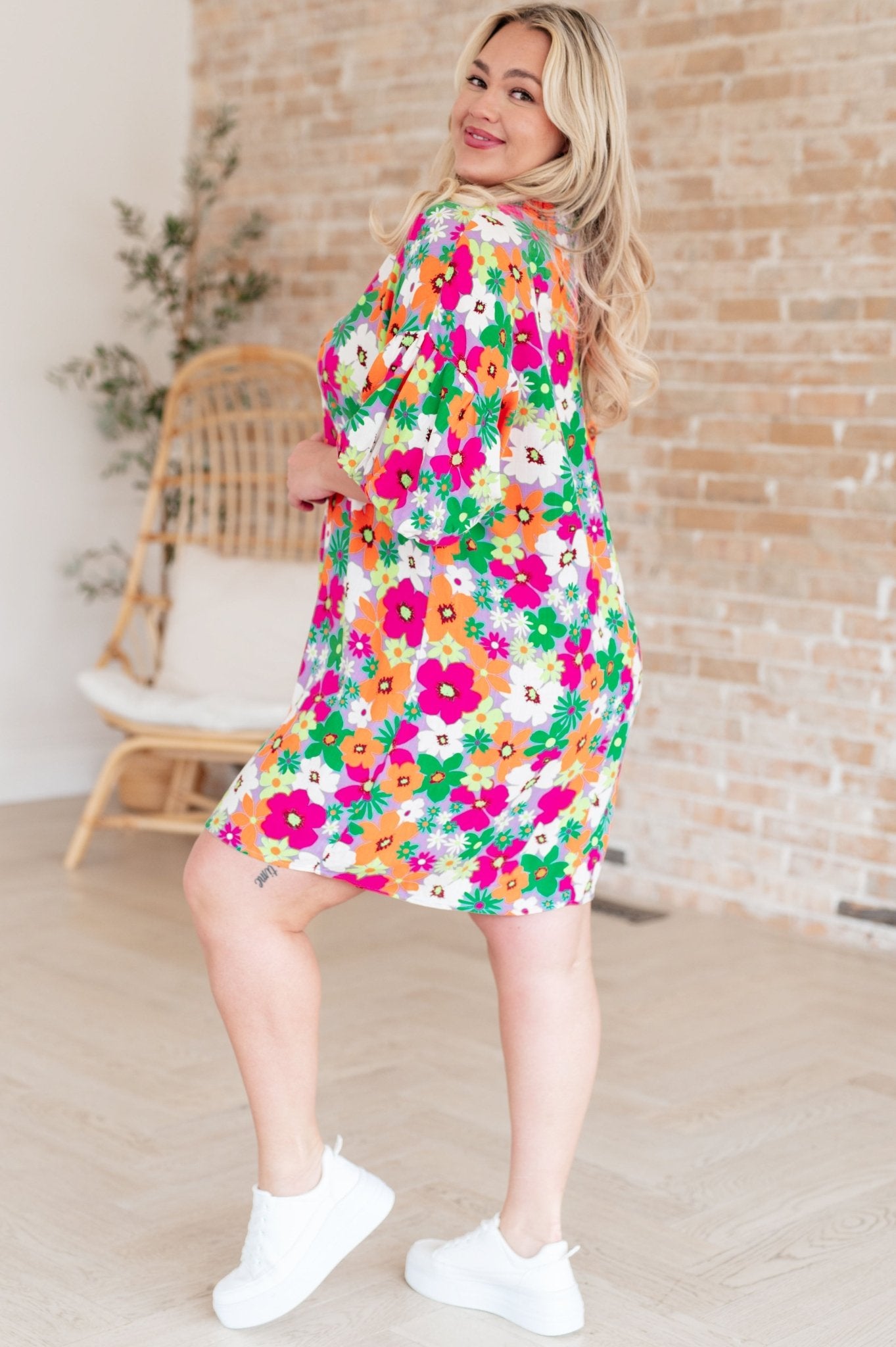 No Garden, No Problem Bubble Sleeve Dress - Molliee Boutique