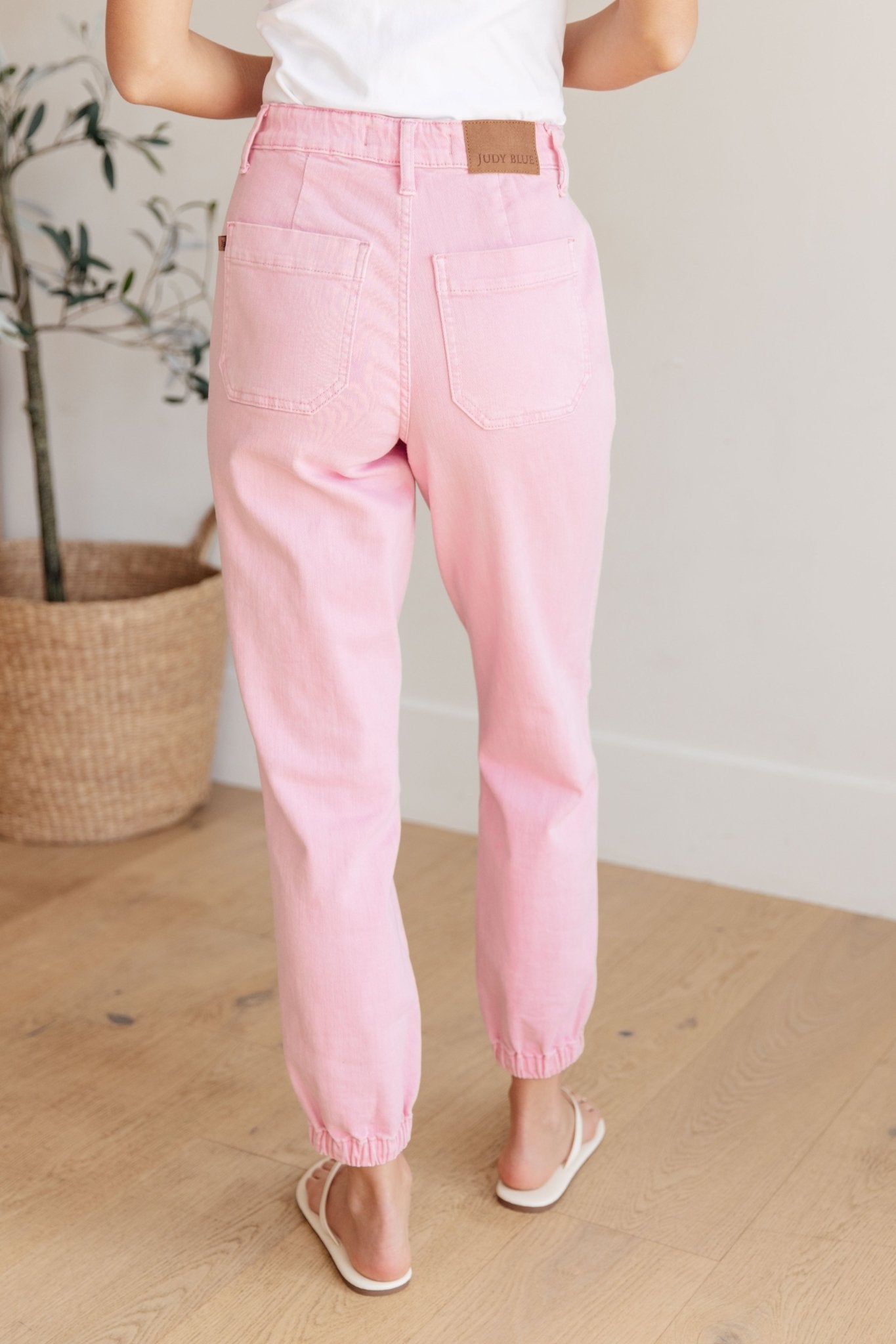 Regina High Rise Garment Dyed Denim Jogger - Molliee Boutique