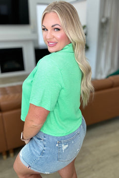 Rory Ribbed Cropped Tennis Tee in Green - Molliee Boutique