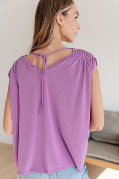 Ruched Cap Sleeve Top in Lavender - Molliee Boutique