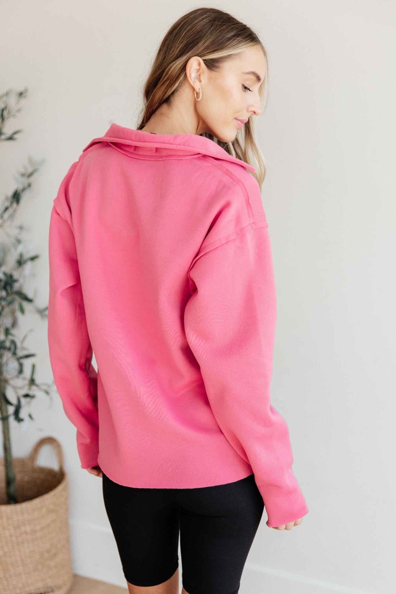 Same Ol' Situation Collared Pullover in Hot Pink - Molliee Boutique