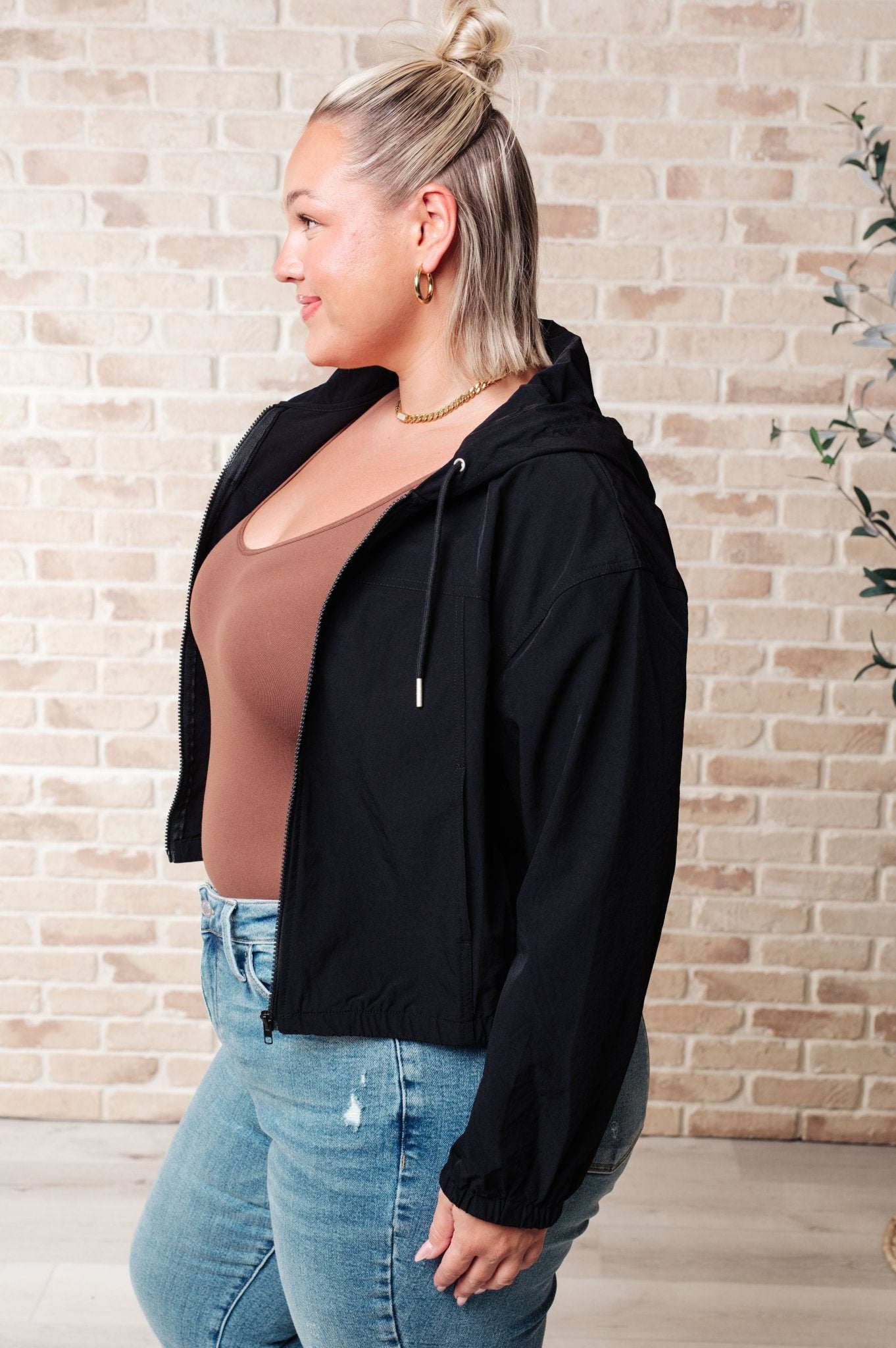 Sky of Only Clouds Zip Up in Black - Molliee Boutique