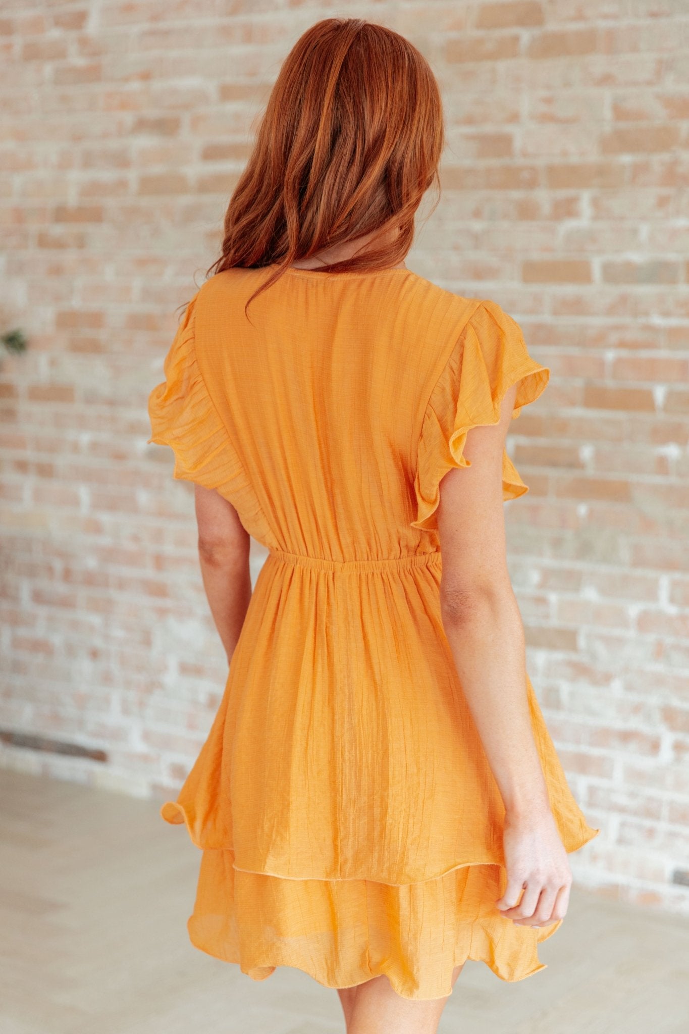 Stuck in My Head Tiered Dress in Orange - Molliee Boutique