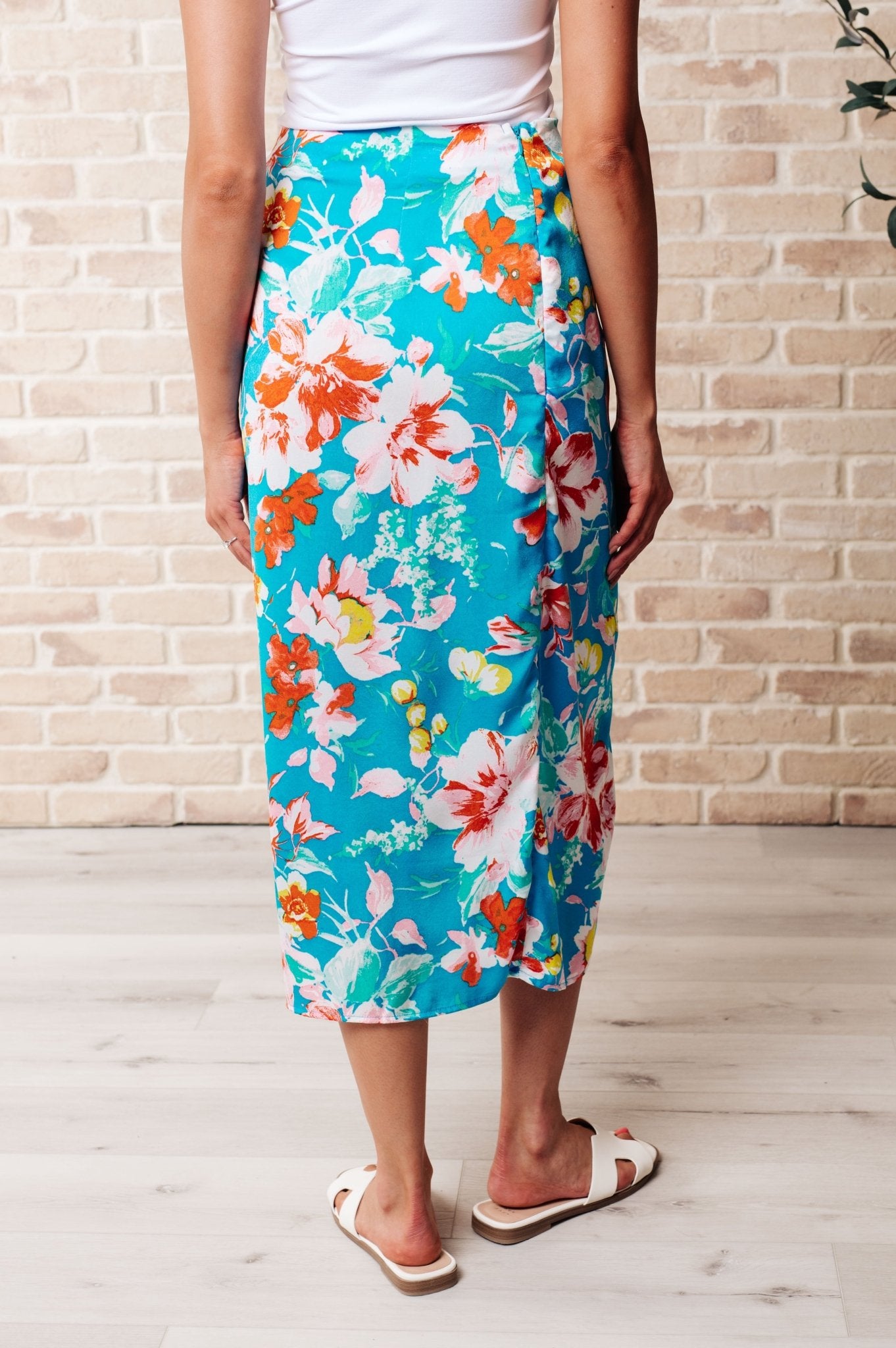 Take Me Outside Wrap Around Skirt in Blue - Molliee Boutique