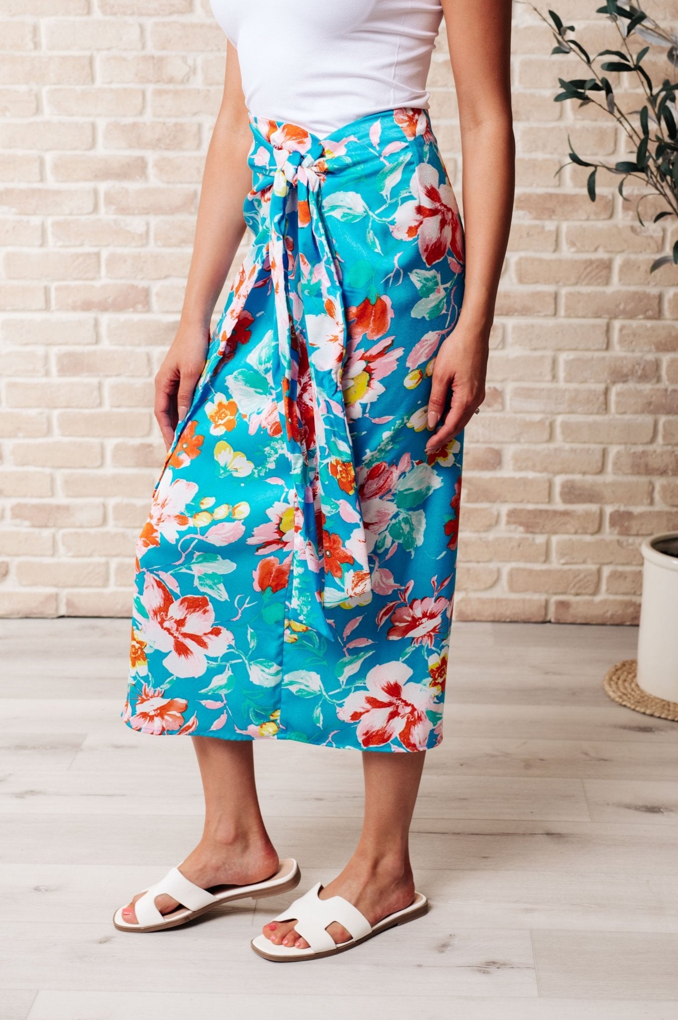 Take Me Outside Wrap Around Skirt in Blue - Molliee Boutique