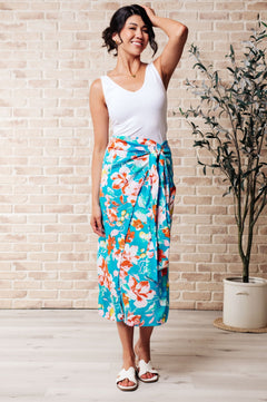 Take Me Outside Wrap Around Skirt in Blue - Molliee Boutique