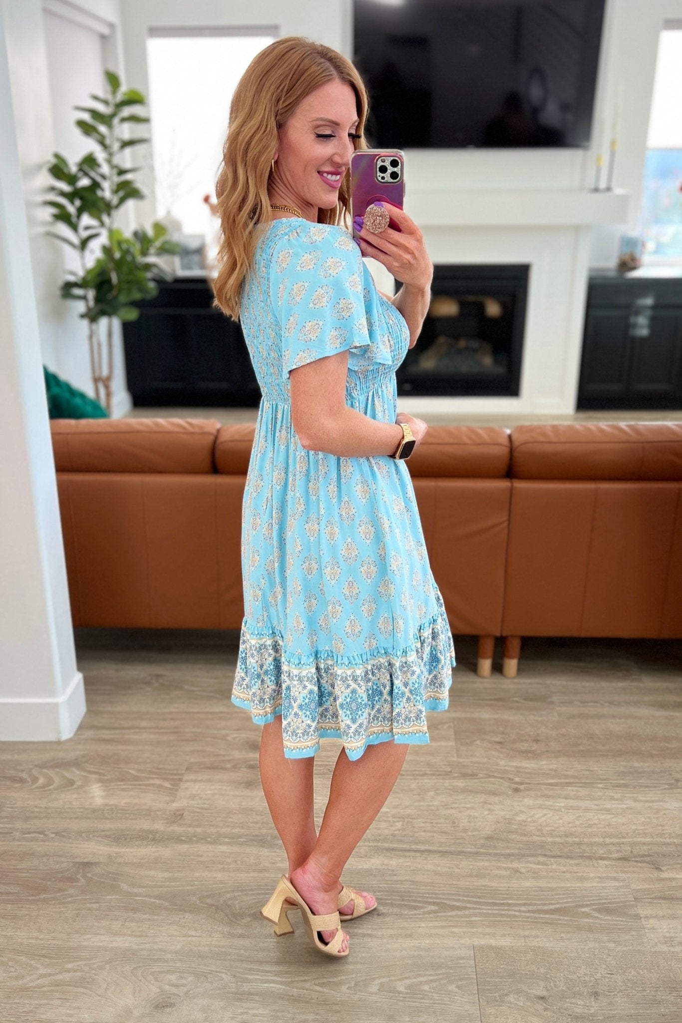 Take Me With You Border Print Dress - Molliee Boutique