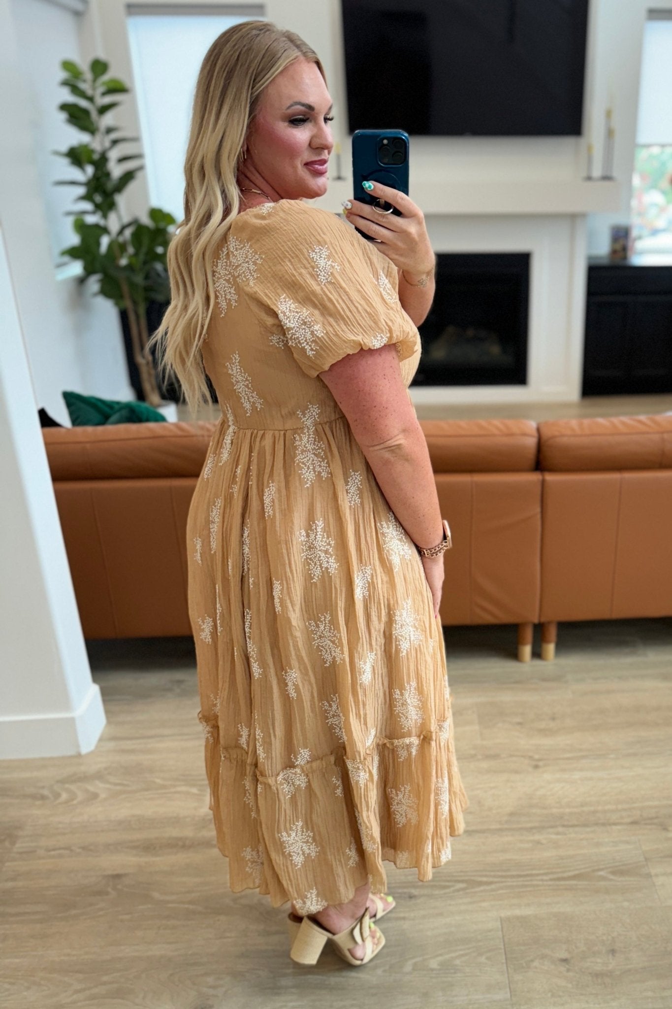 Trusting My Intuition Balloon Sleeve Dress in Camel - The Pink Note