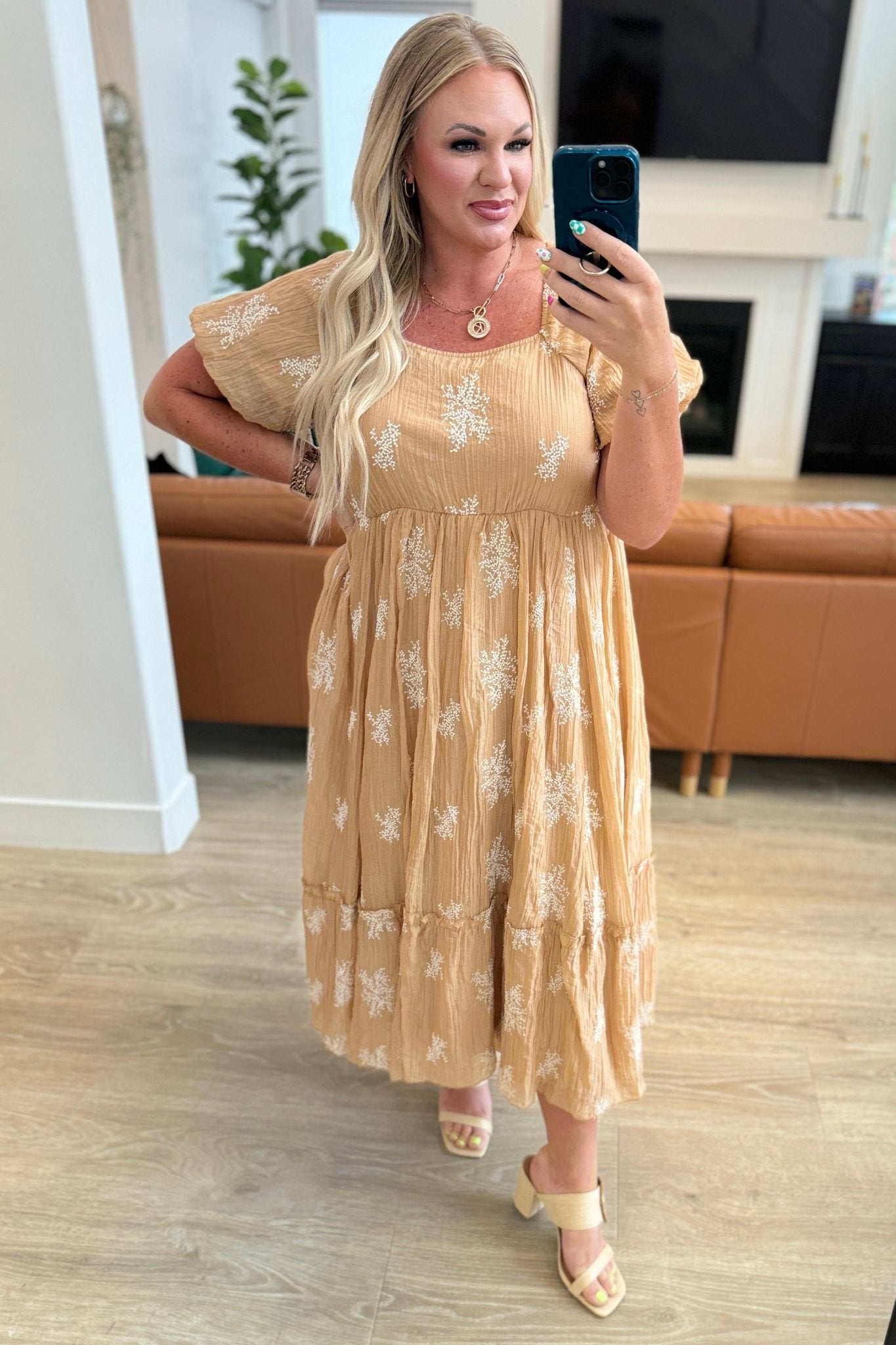 Trusting My Intuition Balloon Sleeve Dress in Camel - The Pink Note