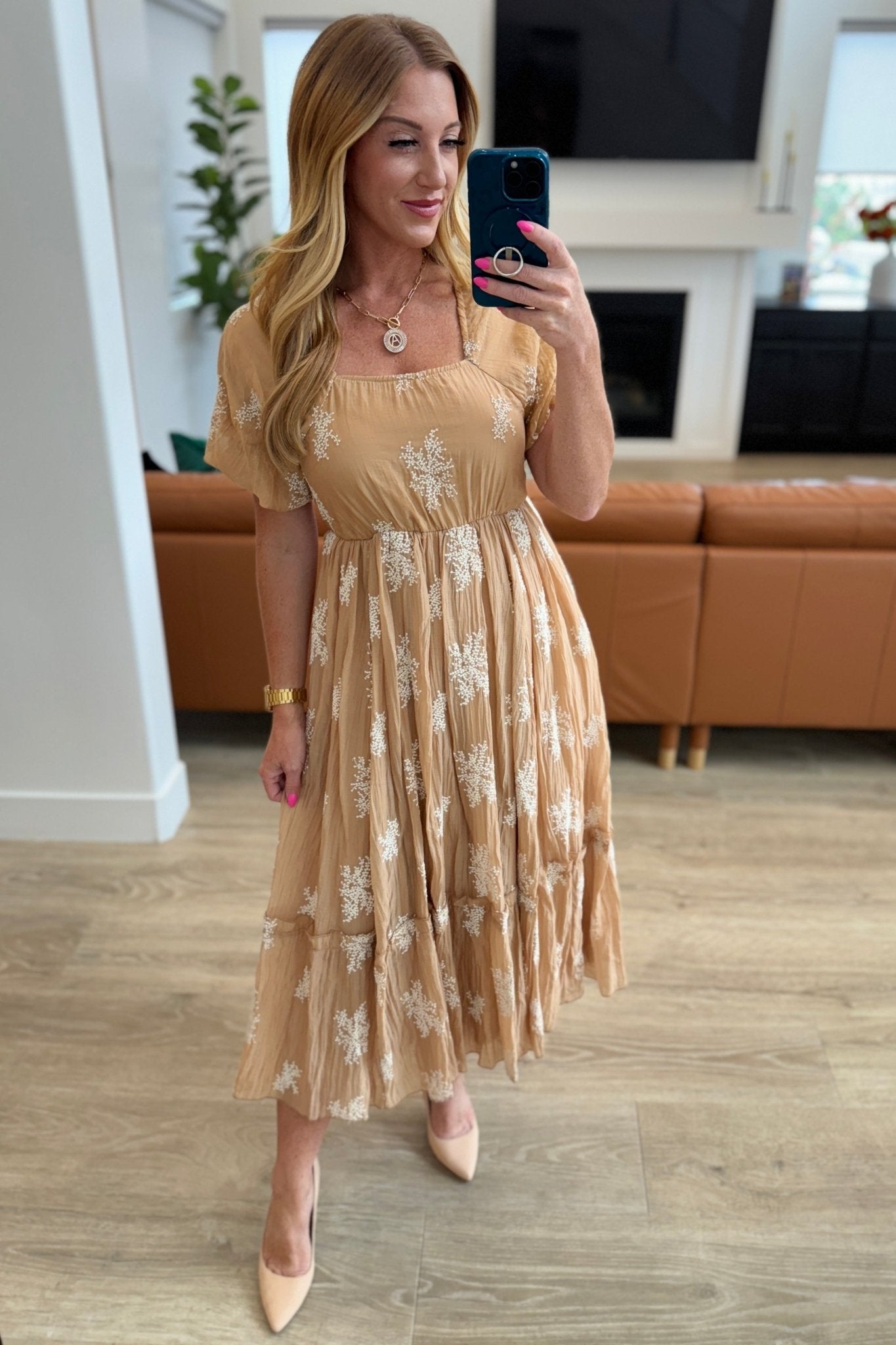 Trusting My Intuition Balloon Sleeve Dress in Camel - The Pink Note