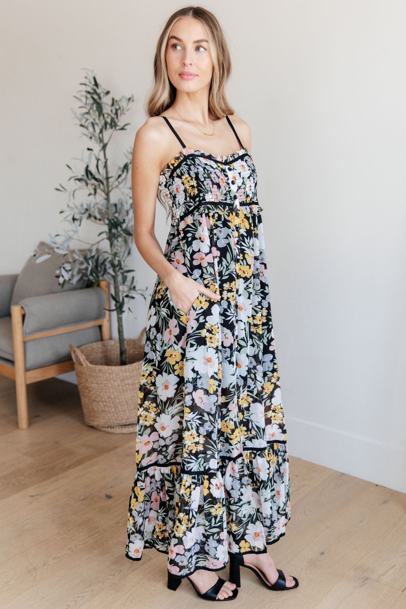 Up From the Ashes Floral Maxi Dress - Molliee Boutique