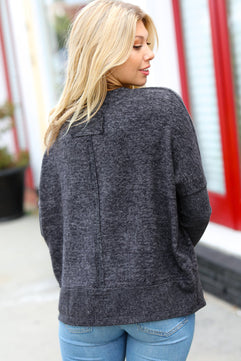 Weekend Ready Charcoal Melange Hacci Dolman Sweater - Molliee Boutique