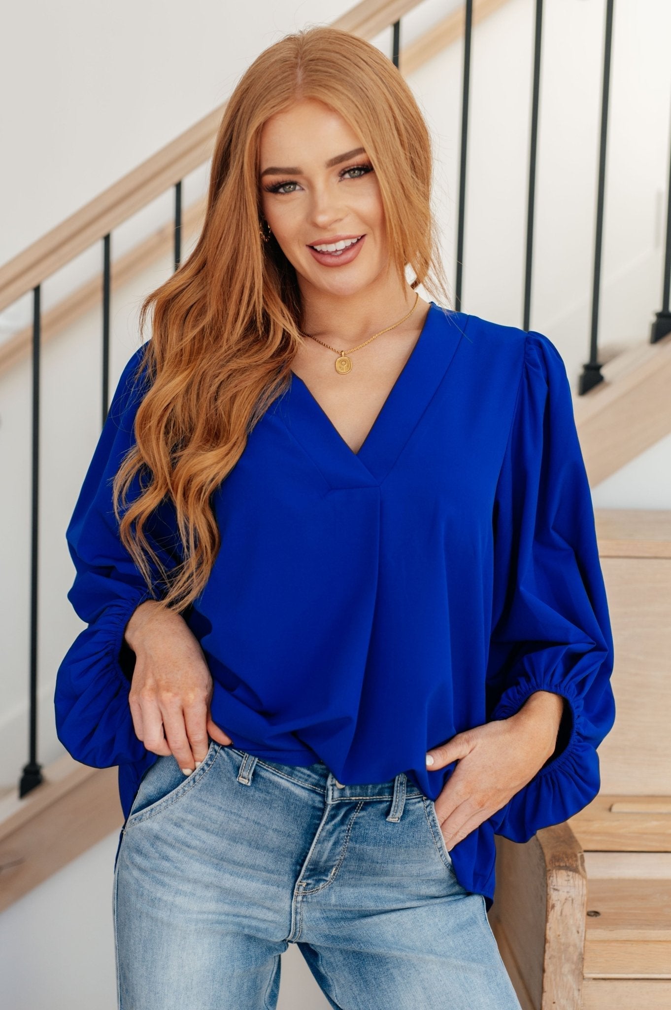 What Do You Say Balloon Sleeve Blouse - Molliee Boutique