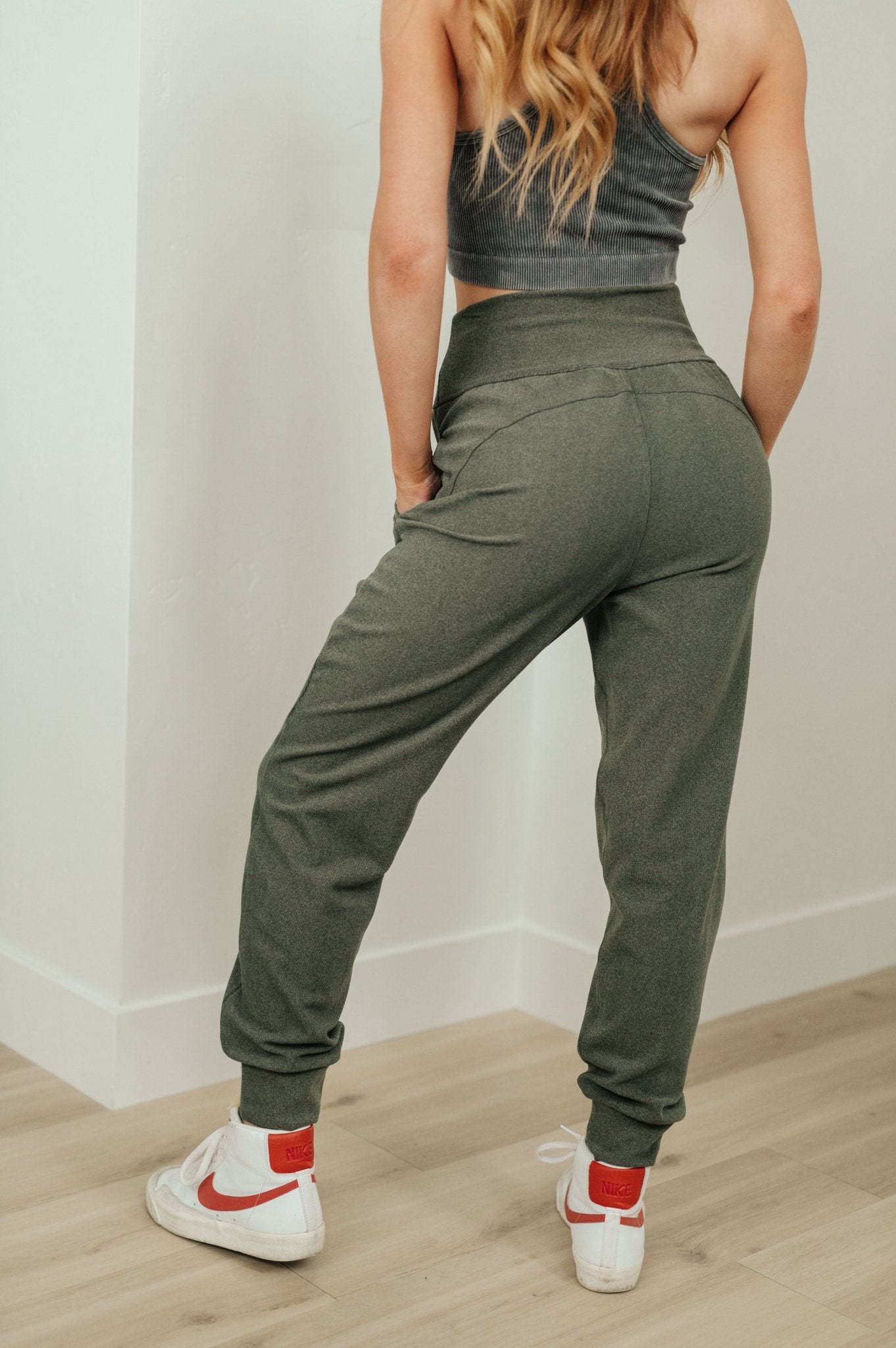 Where Are You High Rise Joggers in Olive - Molliee Boutique